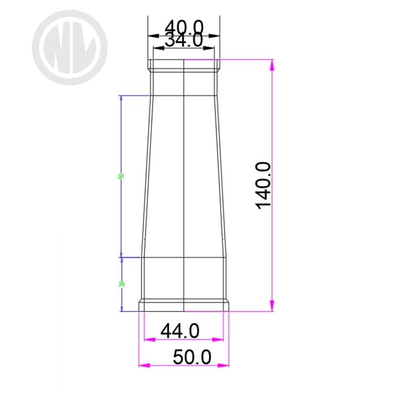 HT-014 CRMO Ø50x40x Length