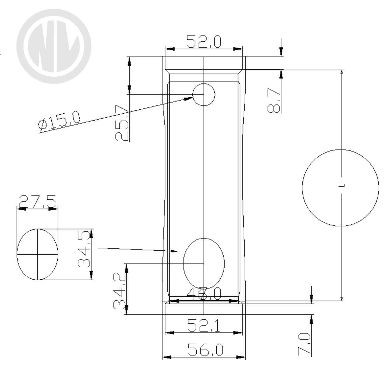 HT-015 CRMO Ø56x46x Length